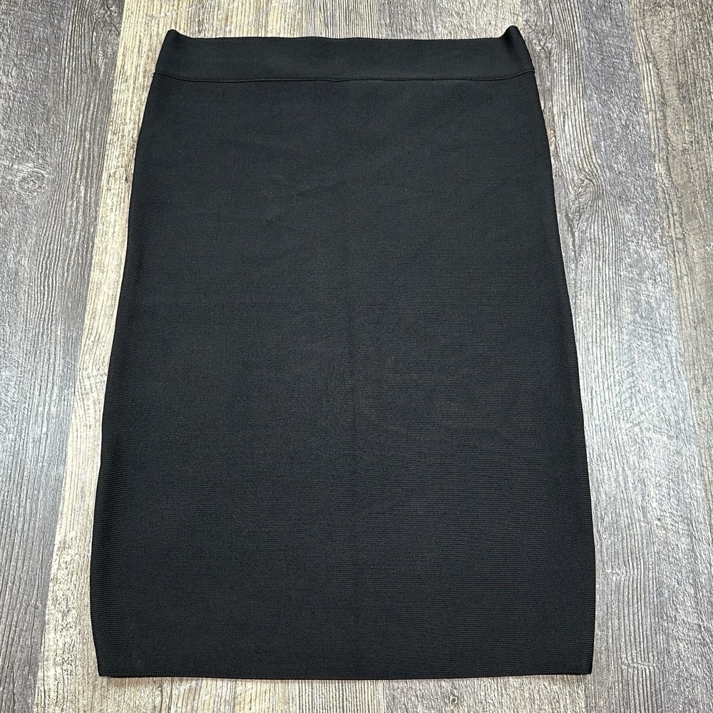 BCBGMAXAZRIA Womens Nathalia Black Bandage Knit Pencil Skirt M Stretch Pull-On